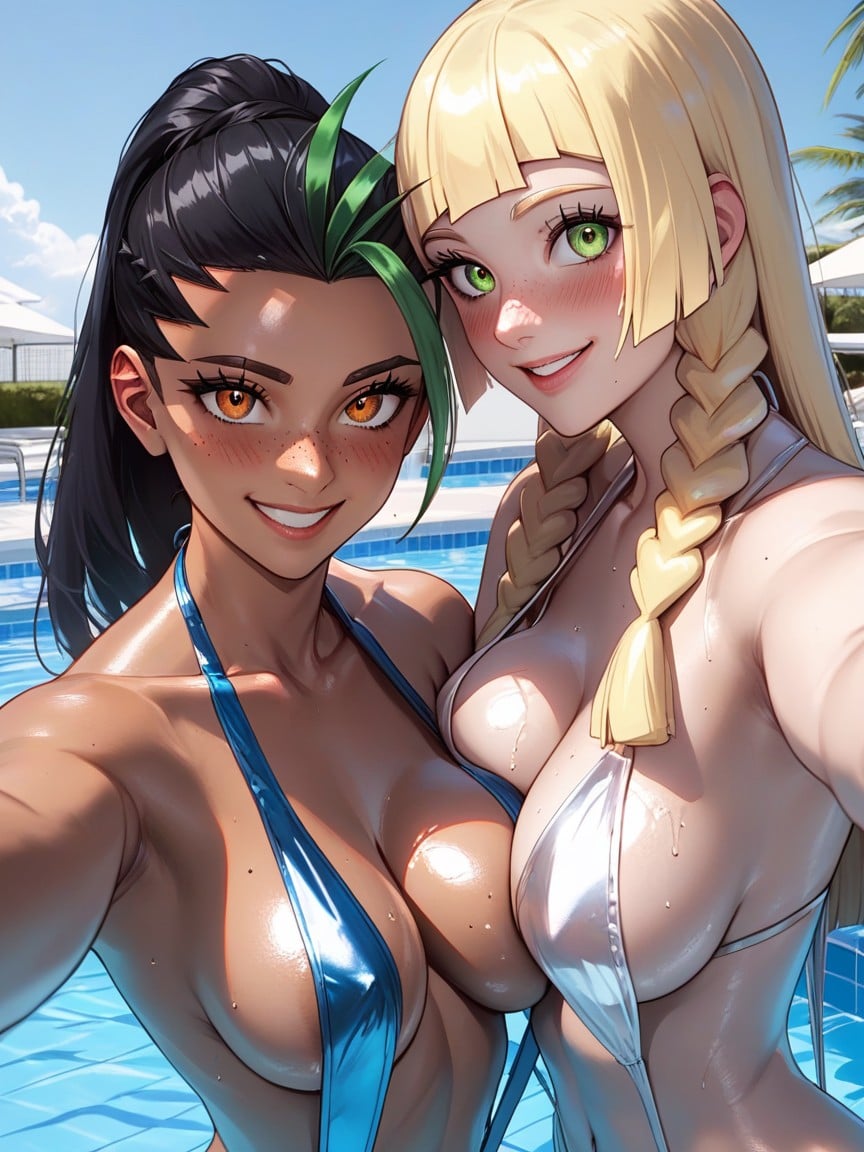 Cinematic, Lesbian, Pool Hentai AI Porn