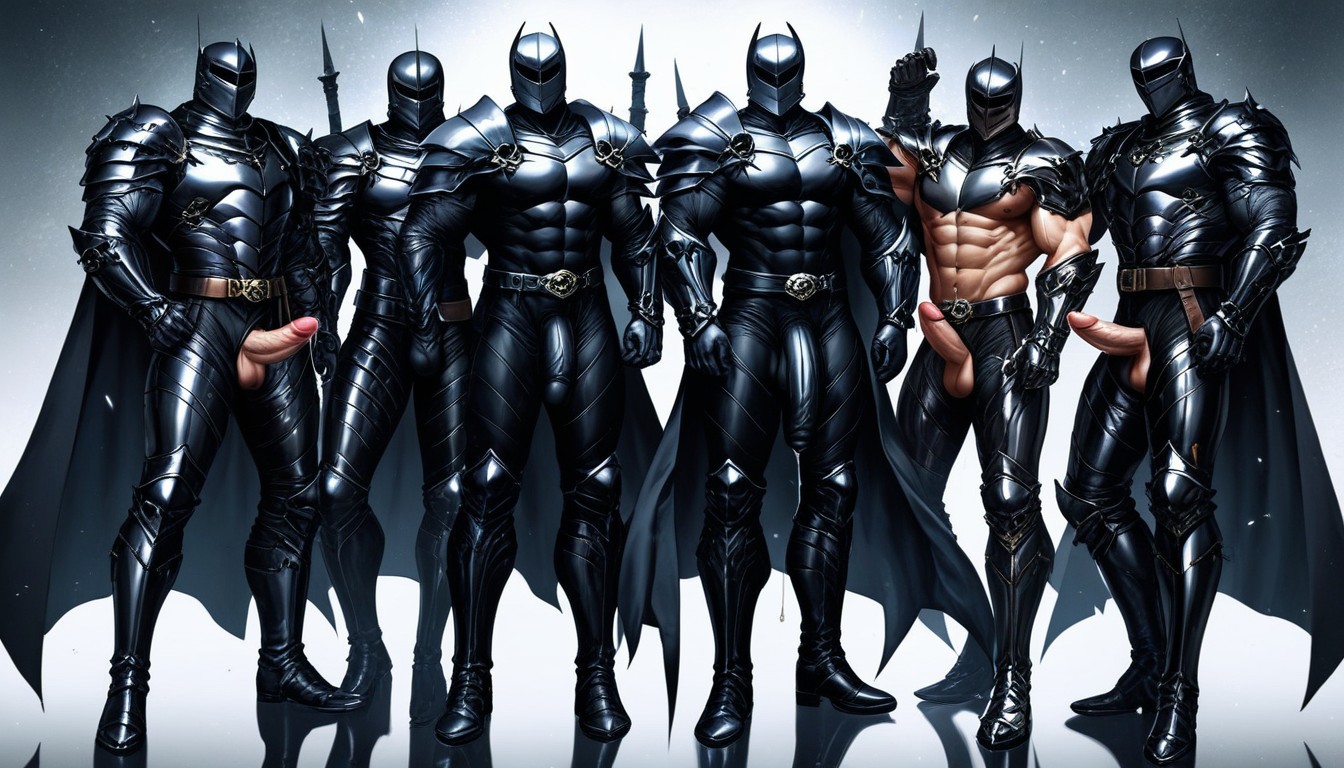 Moonlight Rays, Wearing Full Black Metal Armor, Black Armor Boots Porno IA Gay
