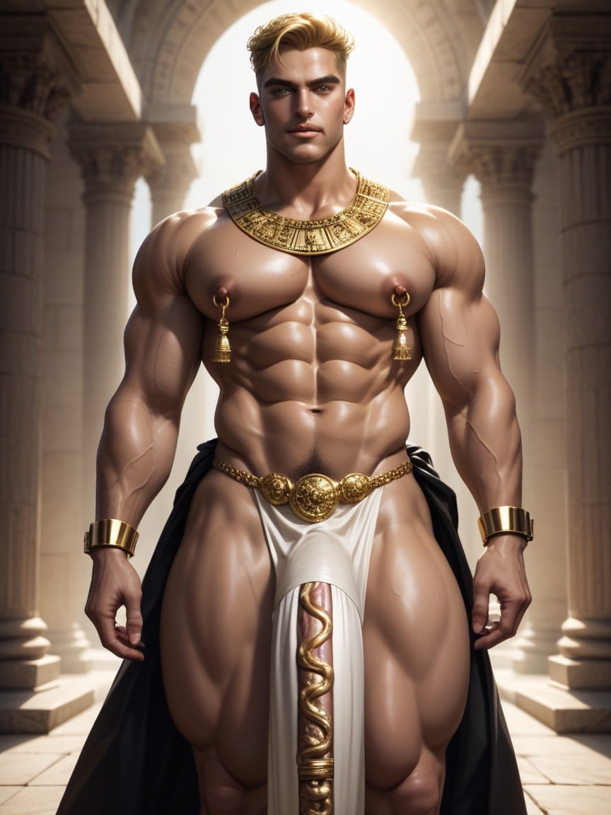 Naked, Chiseled Abs, A Gold Ornate White Transparent Loin Cloth Porno gay IA
