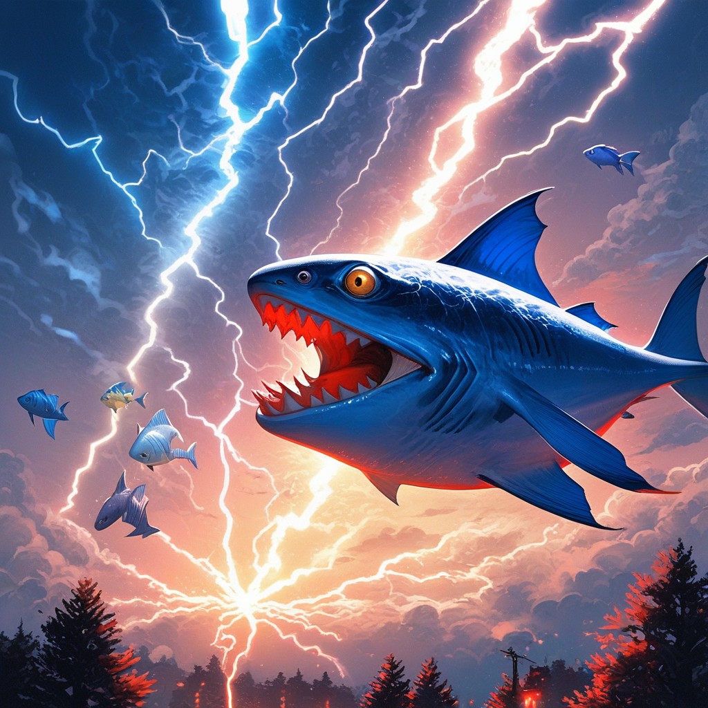 Blue Fish Fried With Electric Shock, Deserted Place, Blue Fish Blasted By Lightning Hentai AI Porn
