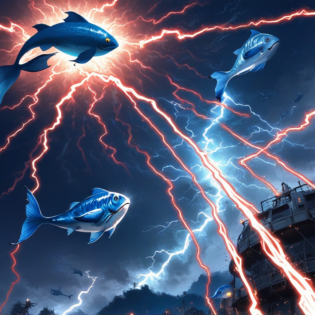 A Blue Fish Under High Voltage Shock, Close Up On Blue Fish, Only A Blue Fish No Humans Hentai AI Porn
