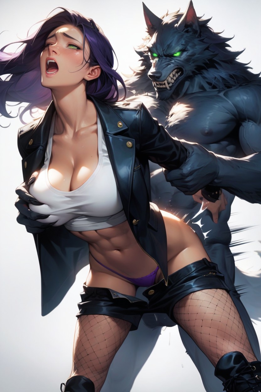 Werewolf Much Bigger Than Woman, Close Up, Cumshot AI Porn