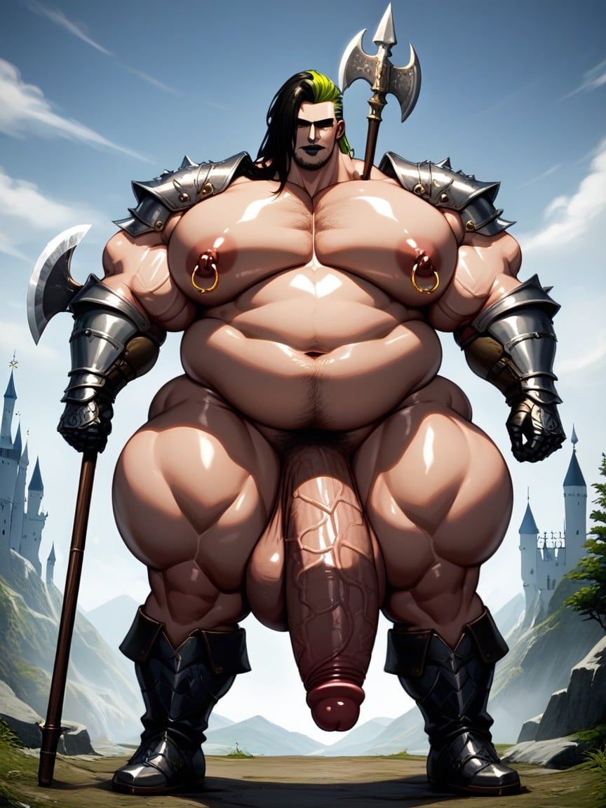 Masculine Body, Hyper Gigantic Long Cock, Волосы Нескольких Цветов ИИ гей порно