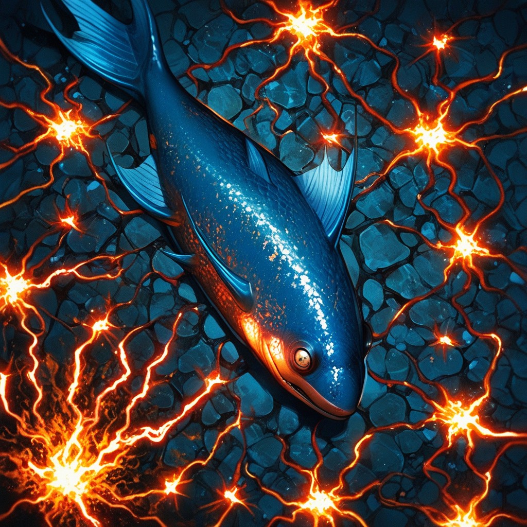 Electric Sparks Running Through The Fish Body, Exuding A Steam, Closed Eyes Hentai AI Porn