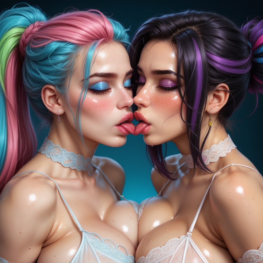 Beautiful Face, Open Mouth Kissing, Huge Butt AI Porn