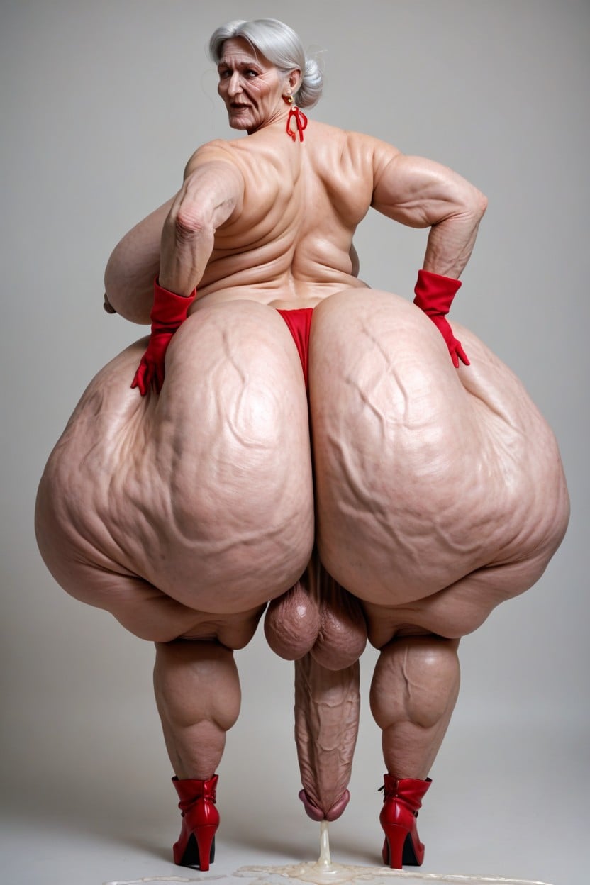 Gigantic Ass, Saggy Belly, Hyper Saggy Breasts Shemale AI Porn