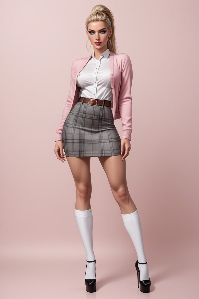 Standing, White Button Down Blouse, Louboutin Shemale AI Porn