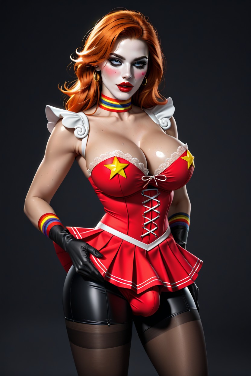 Corset, Star Nipple Covers, Perfect Body Shemale AI Porn