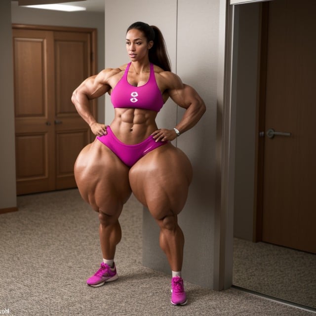 Sport Shorts, Gigantic Steroid Muscles, Perfect Muscular Abs AI Porn
