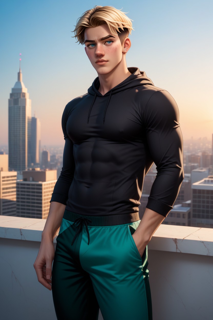 Izuku, Massive Cock, Slightly Tousled Blonde Hair ИИ гей порно