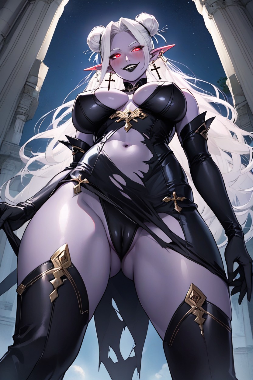Oiled Skin, Cleavage, Mischievous (smiling While Blushing) Hentai AI Porn