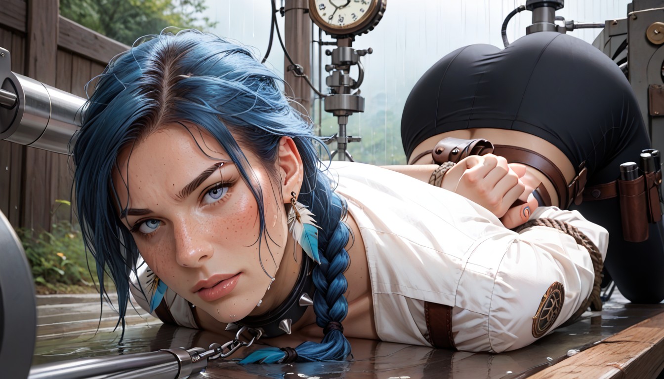 Lara Croft Blue Hair, Gears, Bound To Sexmachine AI Porn