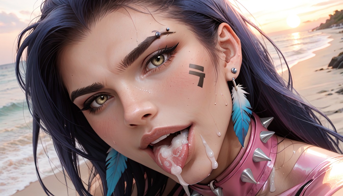 Pink Latex, Coming Out Of The Ocean, Big Grey Eyes AI Porn