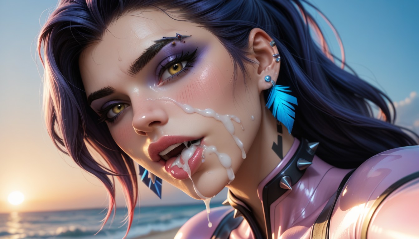 Cum Leaking From Mouth And Chin, Top Down, Cum Everywhere AI Porn