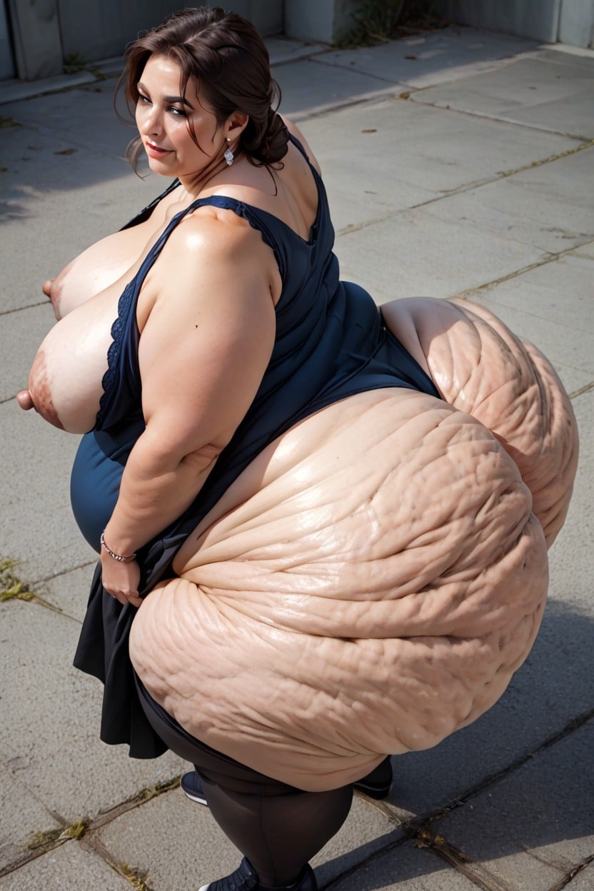 Deep Butt Crack, Tilted Head, Massive Round Fat Butt AI Porn