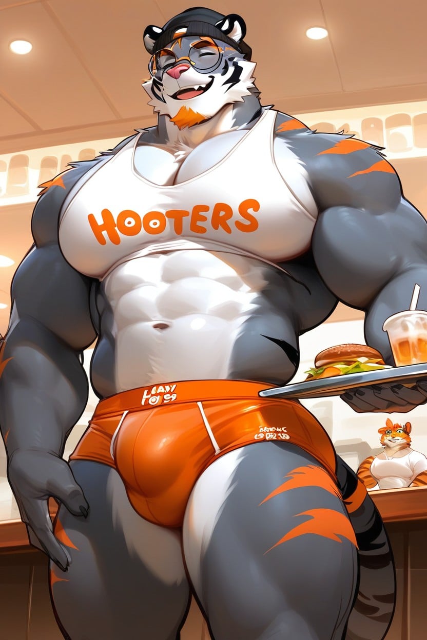Tiger, Orange Goatee, Gay Furry AI Porn