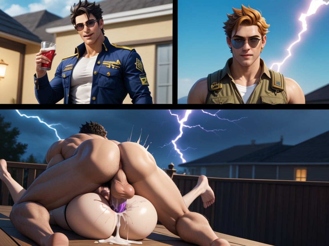 Vista Frontal, Electric Penis, Big Erect Vibrating Cock Porno gay IA