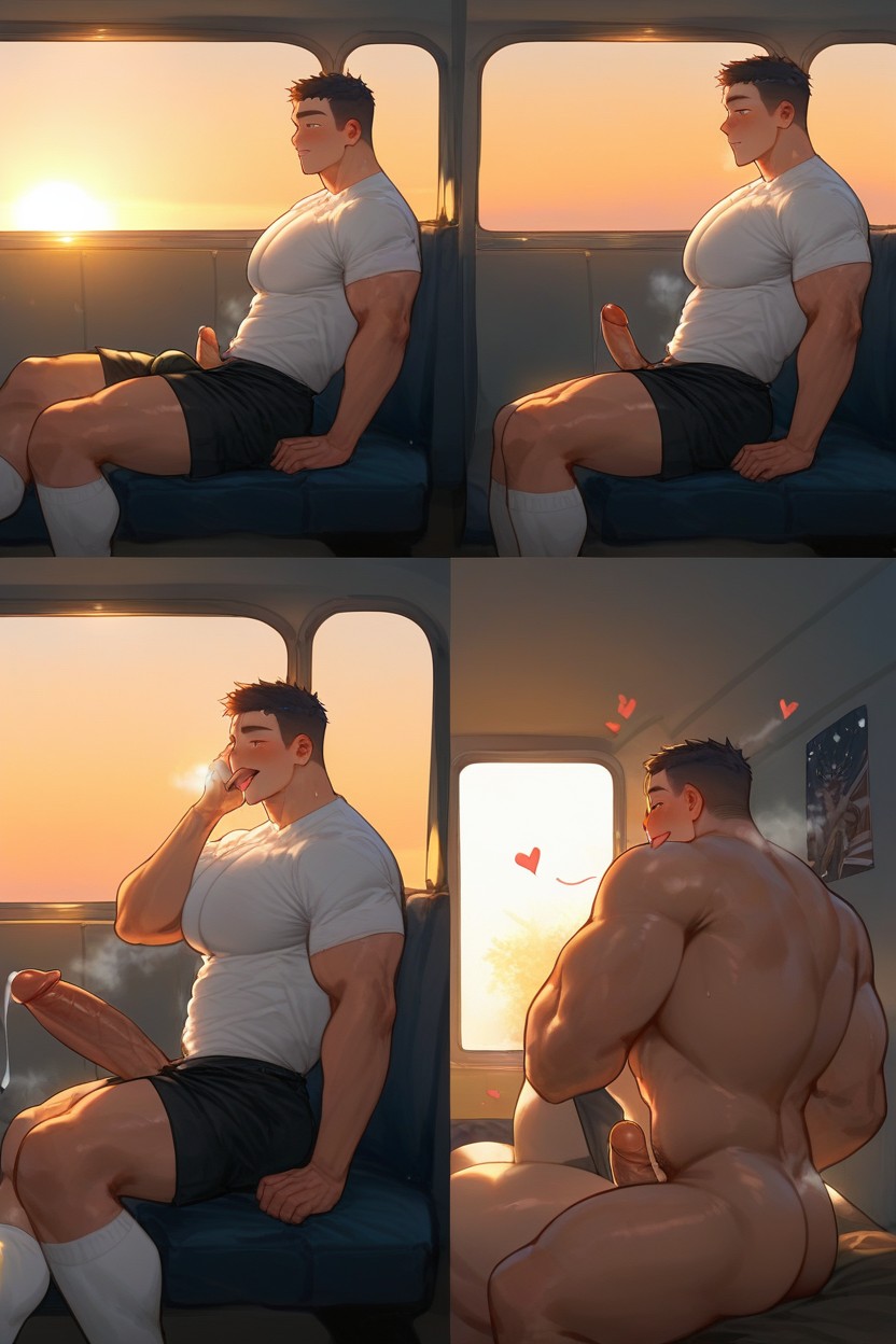엉덩이에 손 포즈, Self Oral, 해질녘 게이 AI 야짤