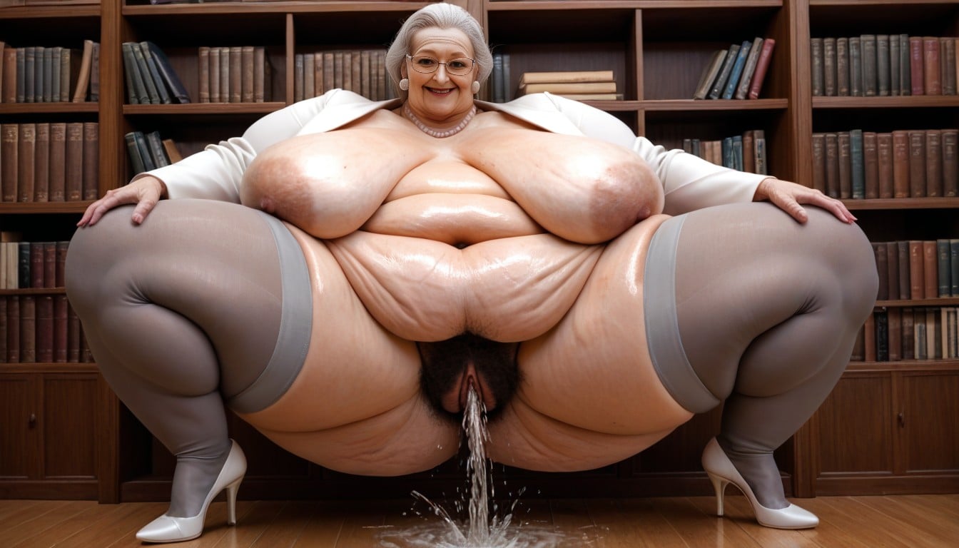 Pearl Necklace, Extremely Overweight, Sagging Natural Breasts AI Porn