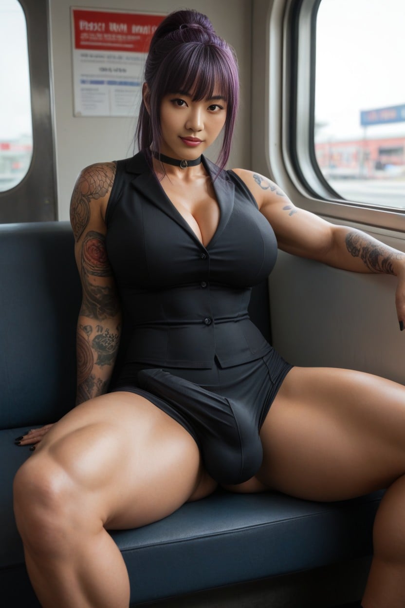 Bangs, Brown Eyes, Hyper Wide Hips Shemale AI Porn