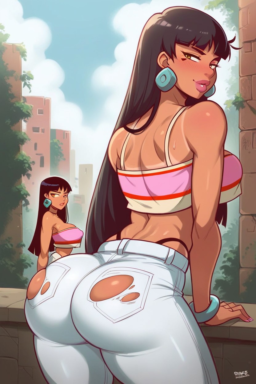 Wide Waist, Highleg Panties, Dark Hair Hentai AI Porn
