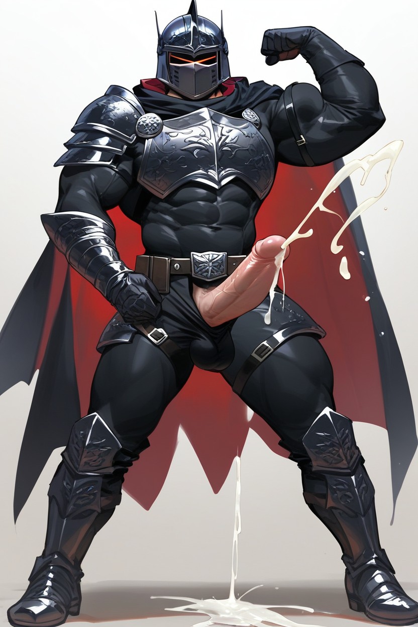 Light Skin Penis, Black Cape, Black Knight Helmet AI Gay Porn