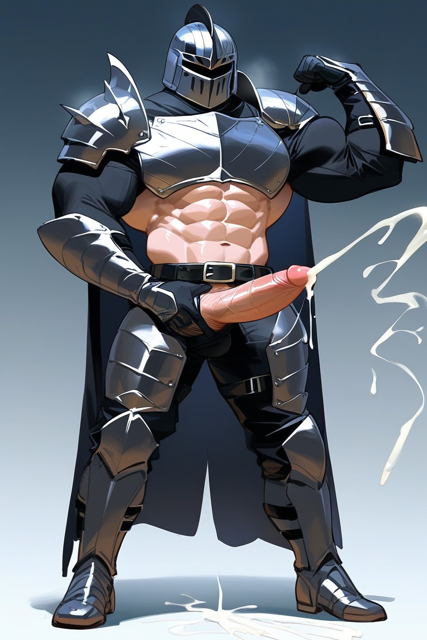Muscular Body, Long Penis, Black Sleeves AI Gay Porn