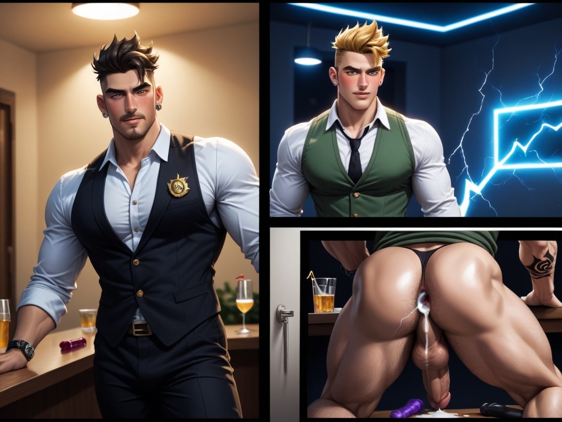 White Dust On Cock, Glowing Eyes, Seto Aihara From Camp Buddy As God Of Thunder AI Gay Porn