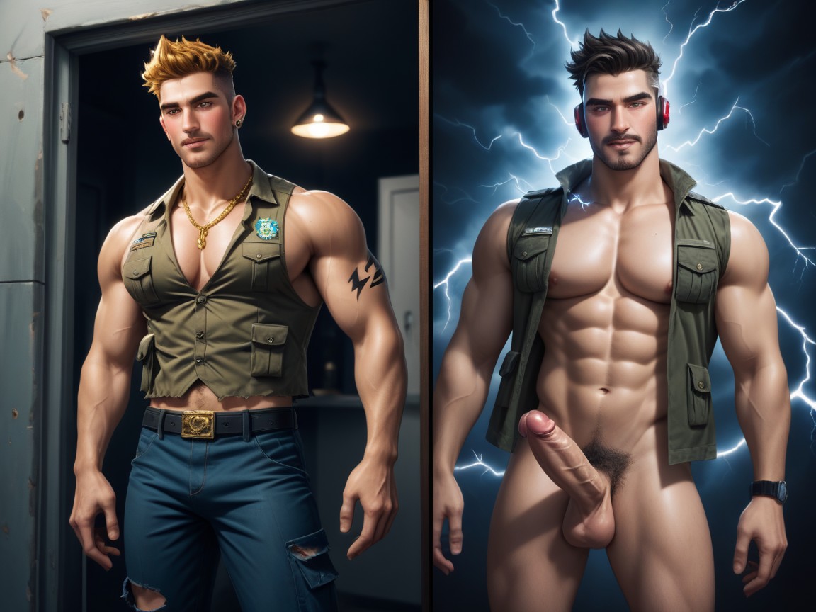 Glowing Eyes, Armpit Hair, Drinks AI Gay Porn