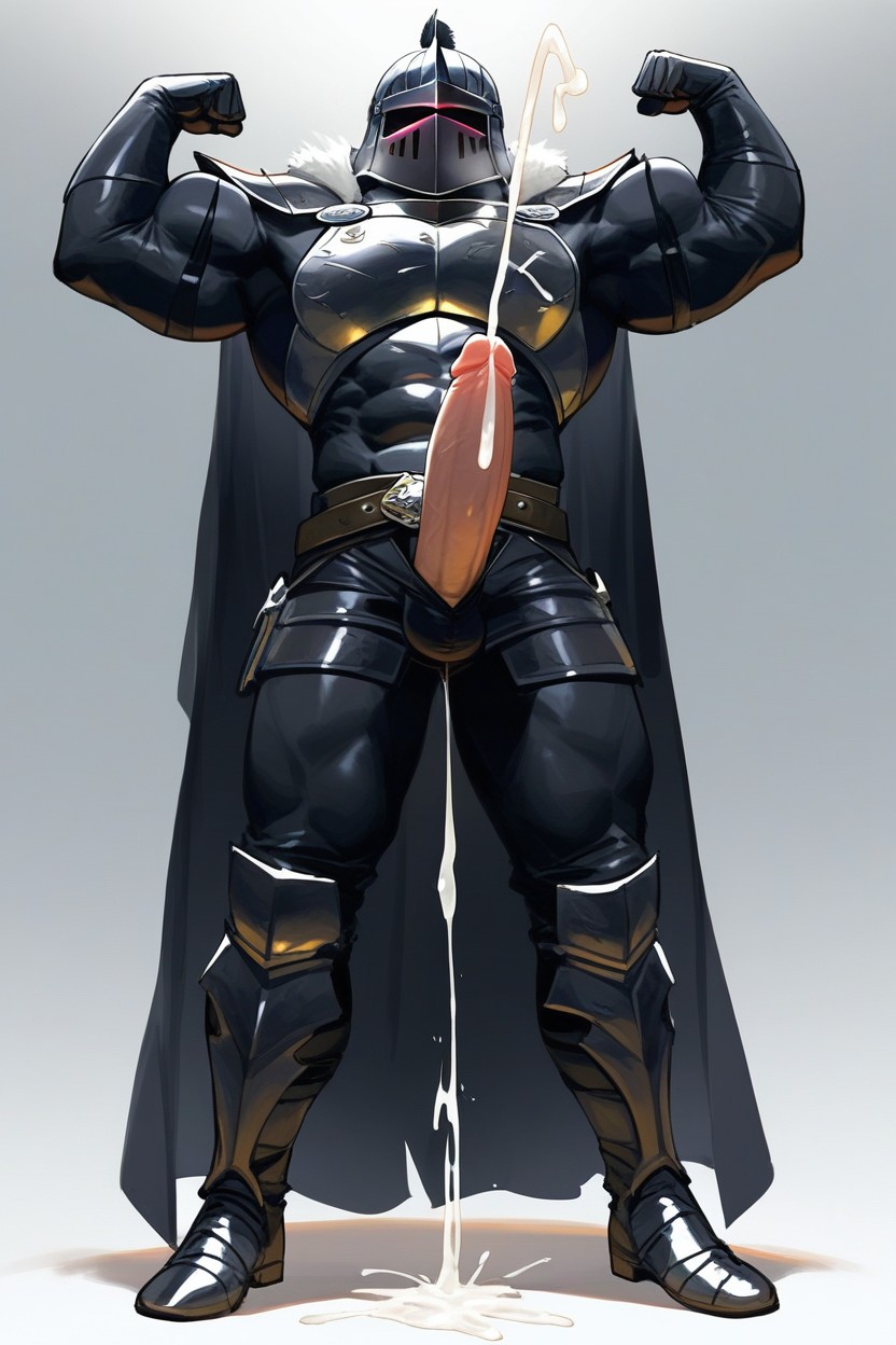 Black Metal Chestplate, One Person, Muscular Body AI Gay Porn