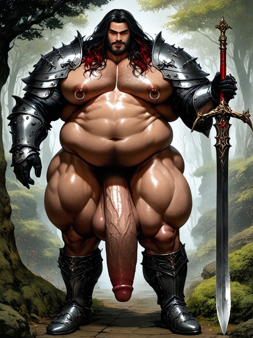 Absurdly Comically Long Oversized Penis, Black Nail Polish, Medieval Fantasy Armor AI Gay Porn