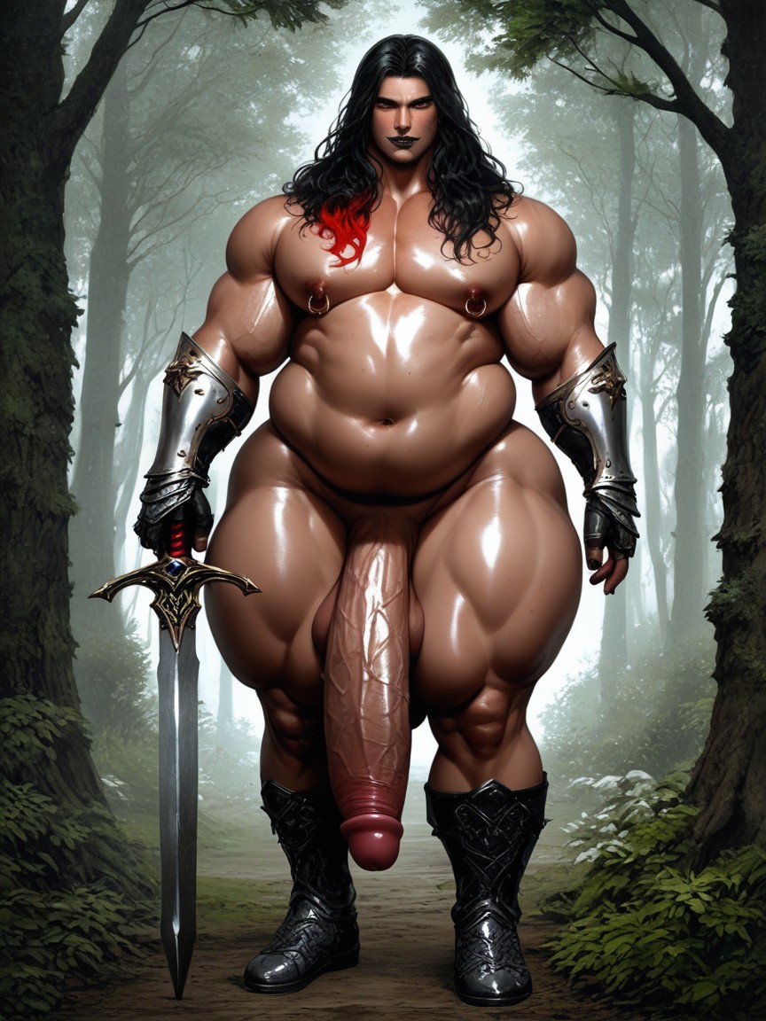 Naked, Hyper Gigantic Long Cock, Gigantic Sagging Balls AI Gay Porn