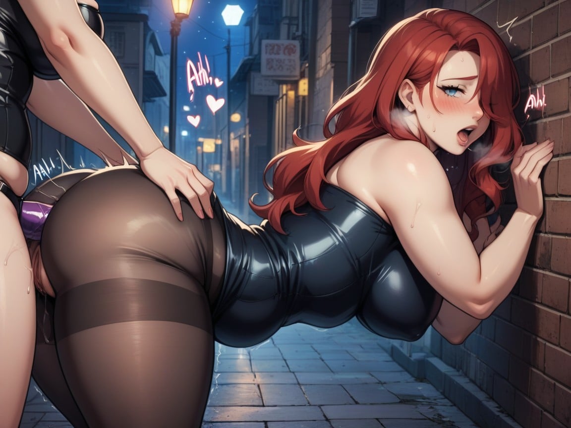 Alleyway, Love Hearts, Side View BBW AI Porn