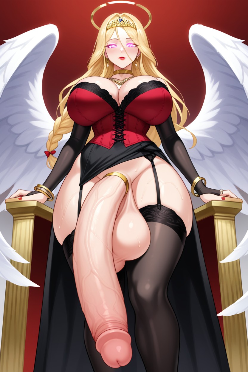 Gigantic, Black Dress, Pink Eyes Shemale AI Porn