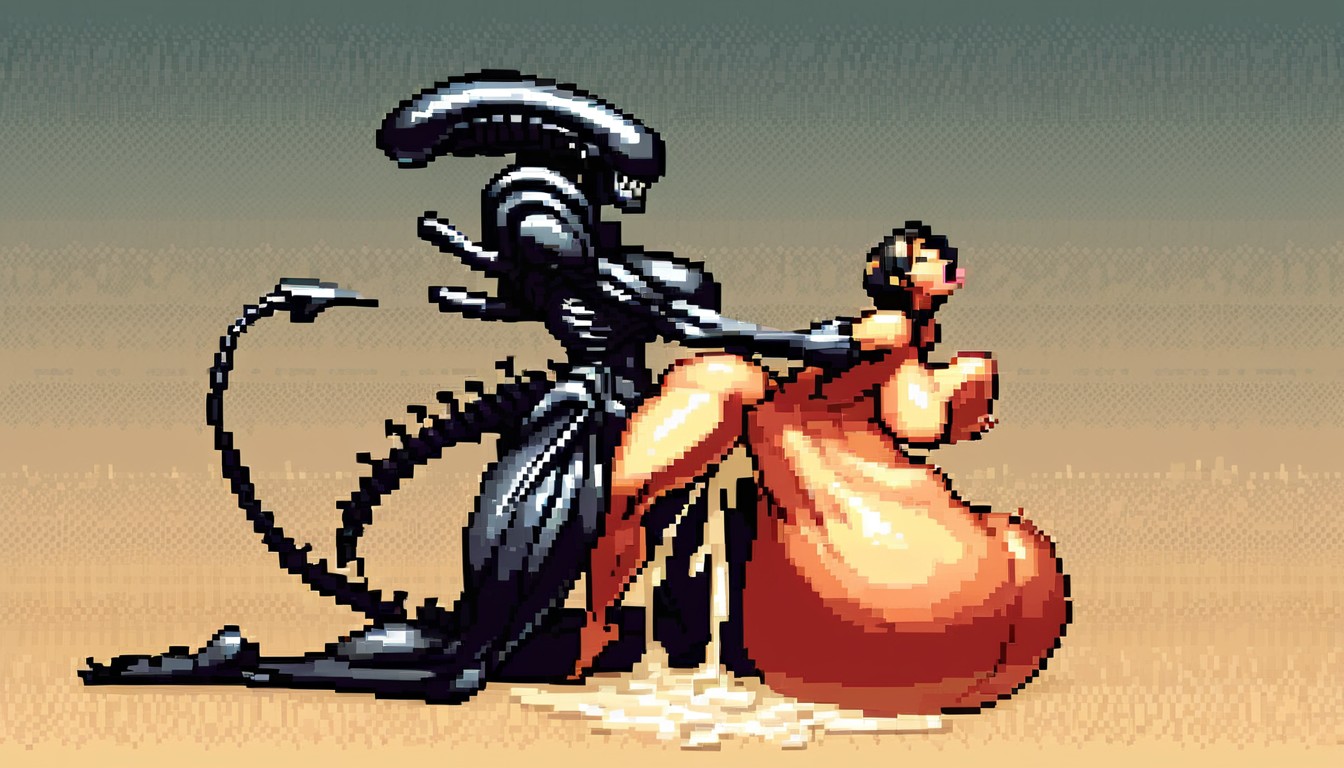 Hyper Balls, Stomach Bulge, Large Xenomorph Futanari Shemale AI Porn