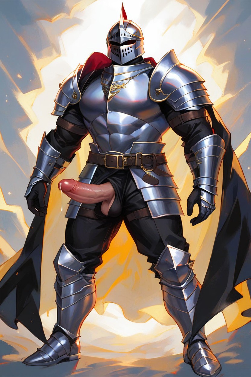 Black Armor Boots, Black Leggings, Dynamic Pose AI Gay Porn