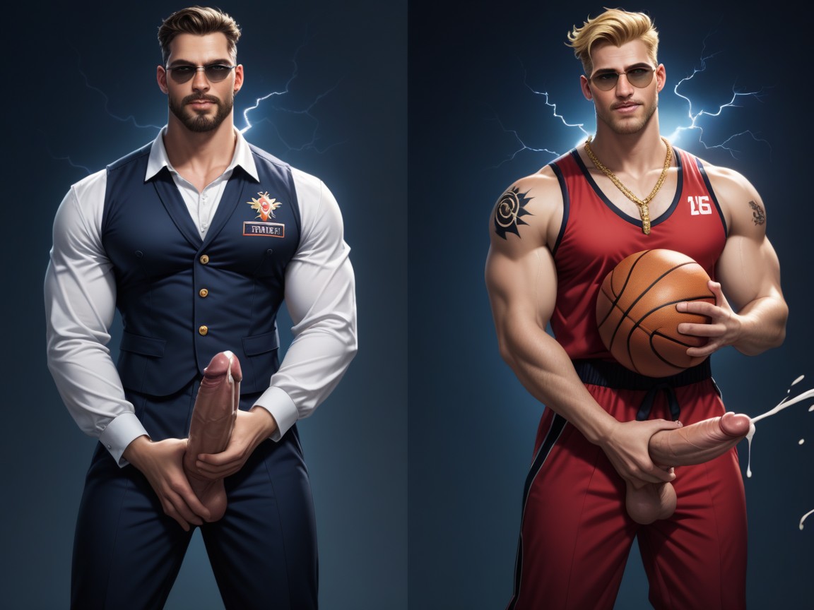 Open Vest, Wearing A Basketball Uniform, 20+ AI Gay Porn