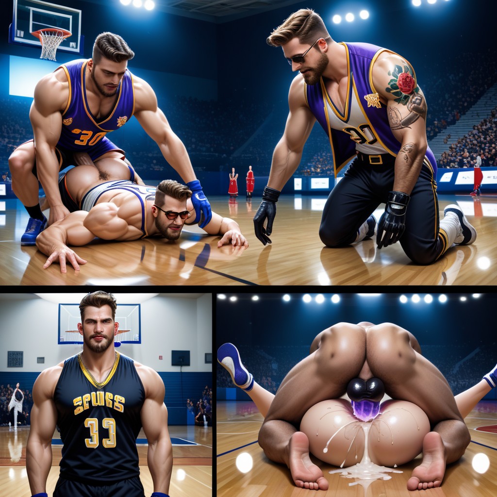 Beard, Waist Shot, Large Glowing Fleshy Purple Cock AI Gay Porn
