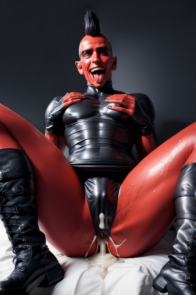 Showing Panties, Grabbing Boobs, Latex Suit AI Gay Porn