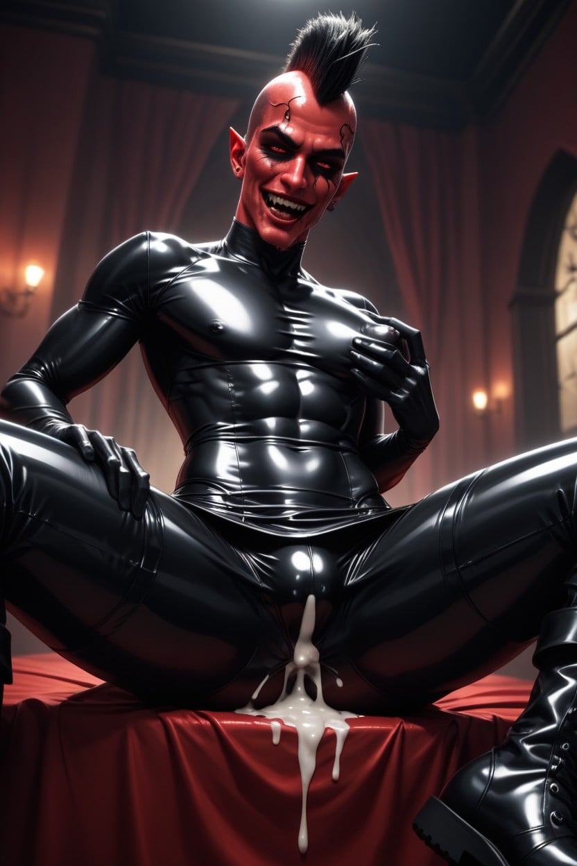 Sweaty, Erect Cock, Latex Gloves AI Gay Porn