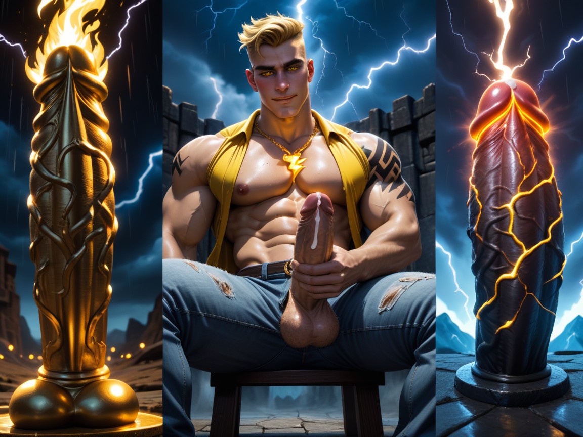 Massive Penis, Glowing In Yellow And White Light, Three Brothers Porno gay IA