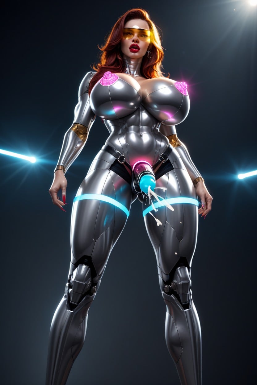 Lip Expansion, Clear Visor, Eyes Glowing Red AIポルノ