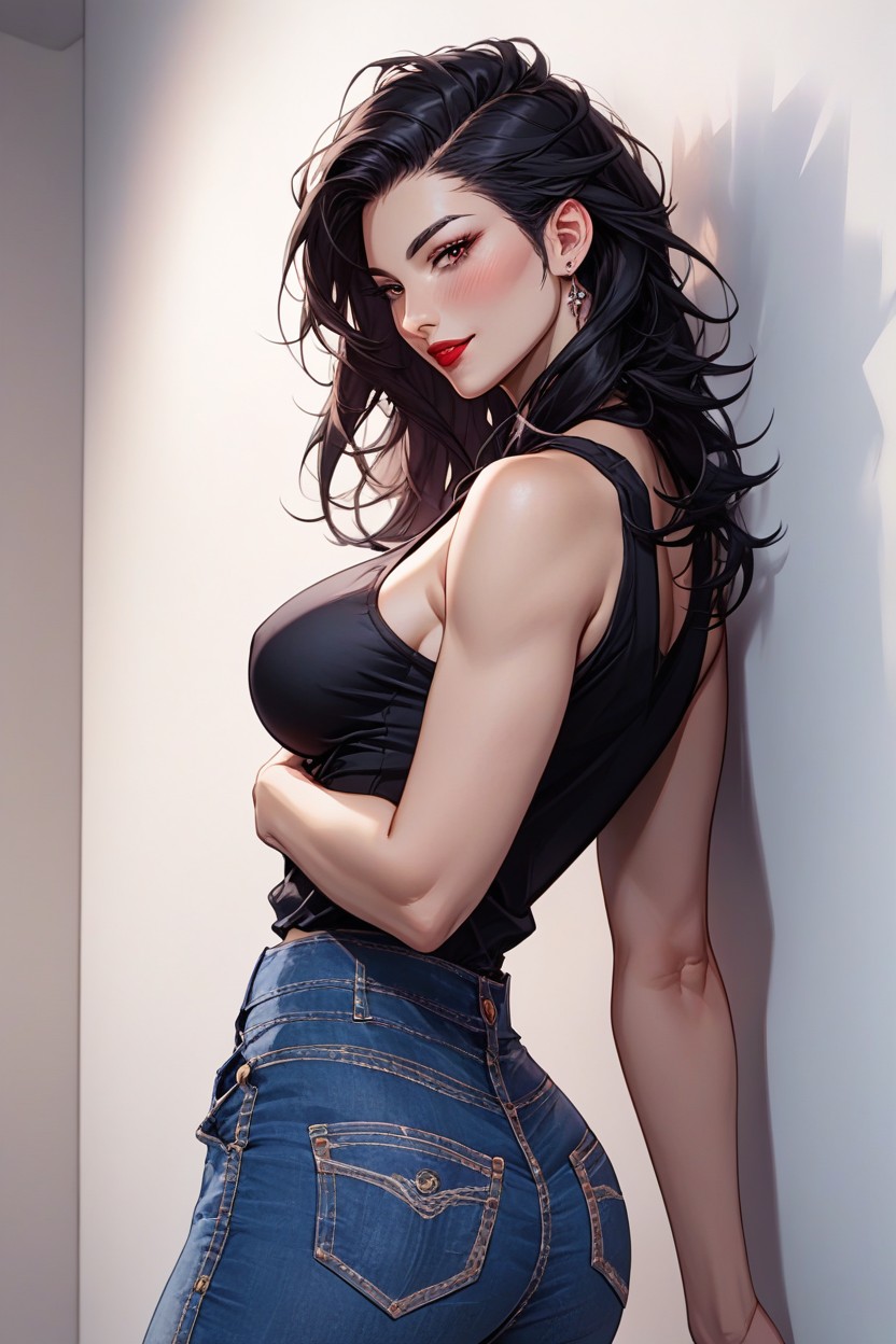 Big Round Ass, Bed, Jean Shorts AI Porn