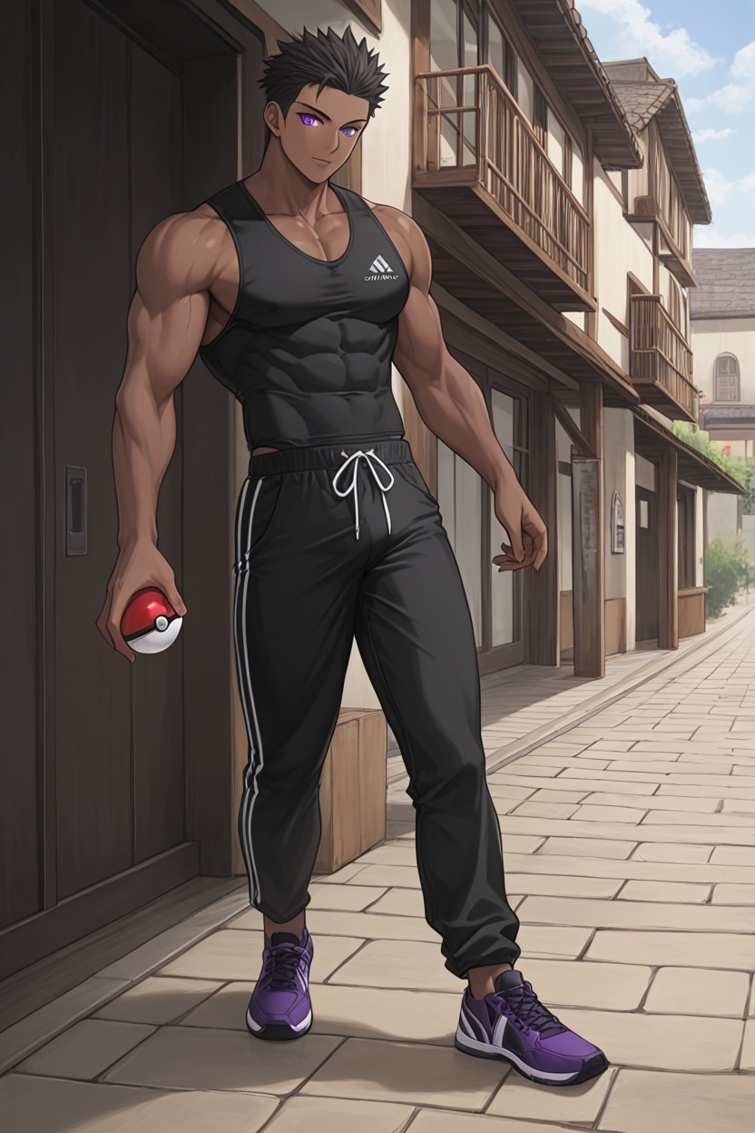 Normal Fingers, Perfect Quality, Black Trainer Outfit Porno IA Hentai