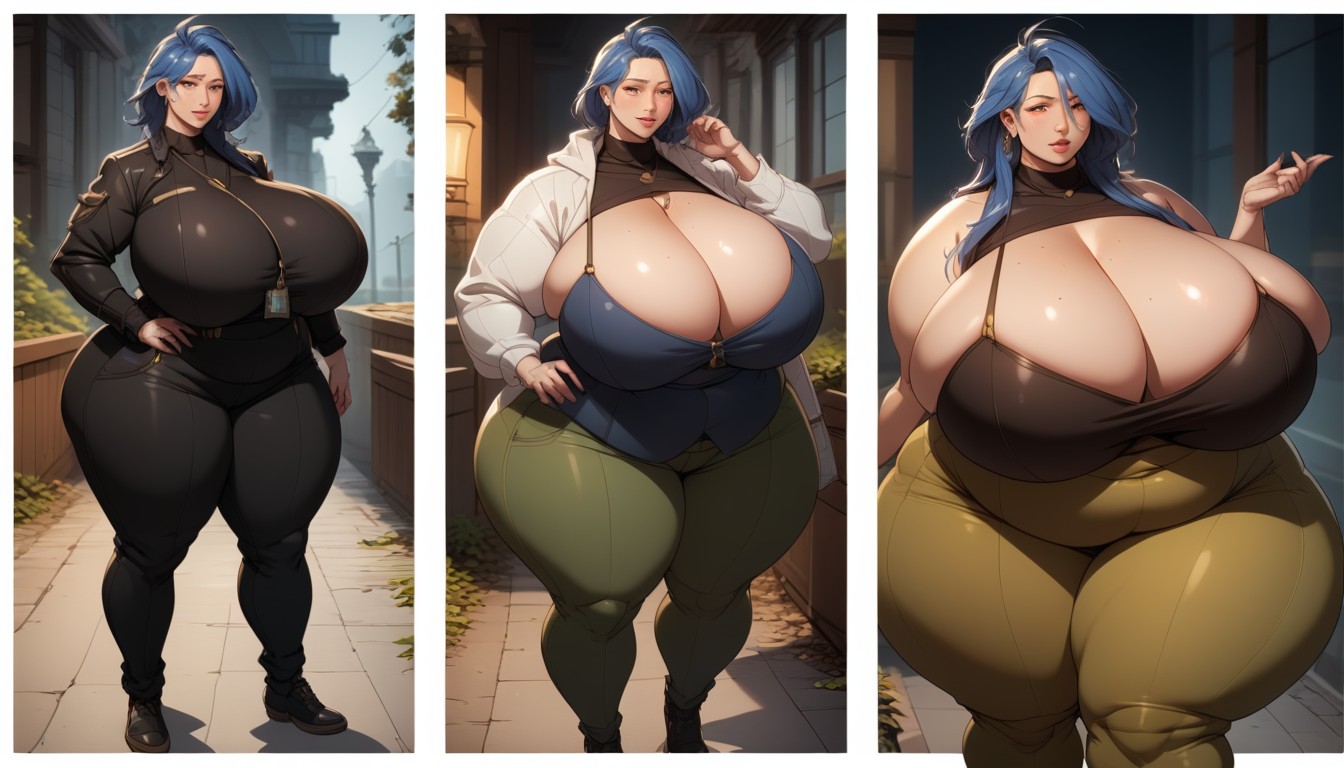 Múltiples Vistas, Pelo Azul, Hyper Fat Porno BBW IA