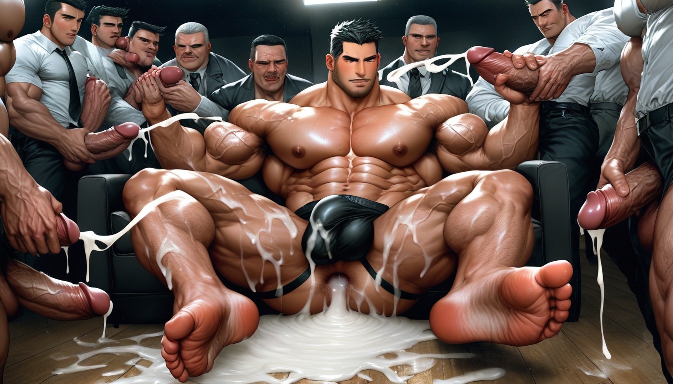 Gaping Massively Puffy Asshole With Cum, Creampie, Middle Aged Muscular Man AI Gay Porn