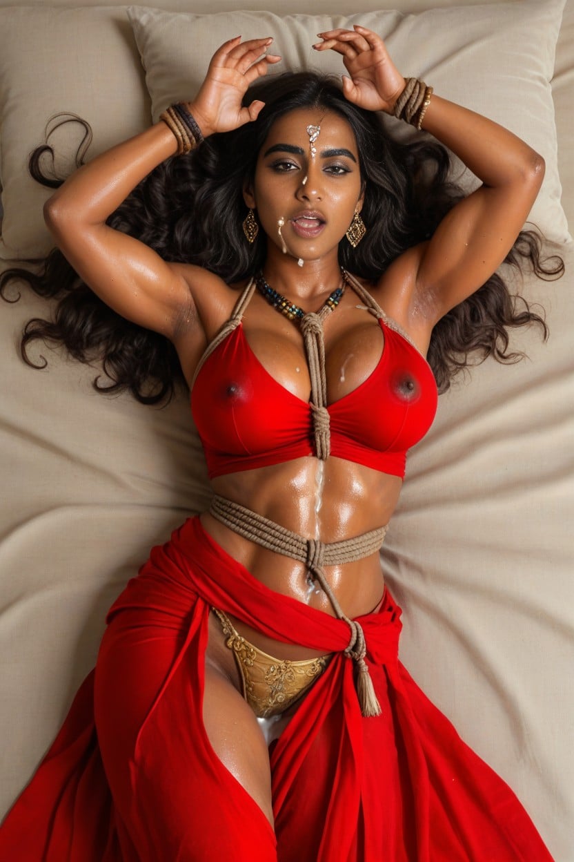 One Brown Indian Woman Only, Sweaty, Sheer Nylon Stockings AI Porn