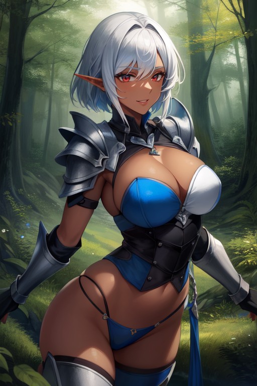 Dark Elf, Dark Elf, White Hair AI Porn