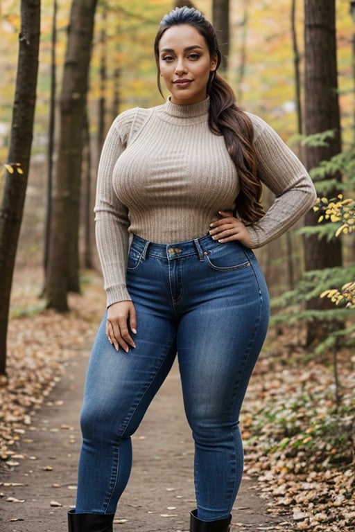 Smirk, Wide Hips, Beautiful Face AI Porn