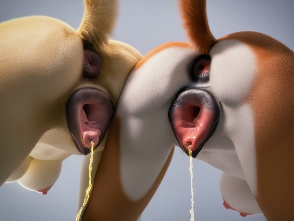 Dripping Pussy, Yellow Pee Drops, Big Pussy Furry AI Porn
